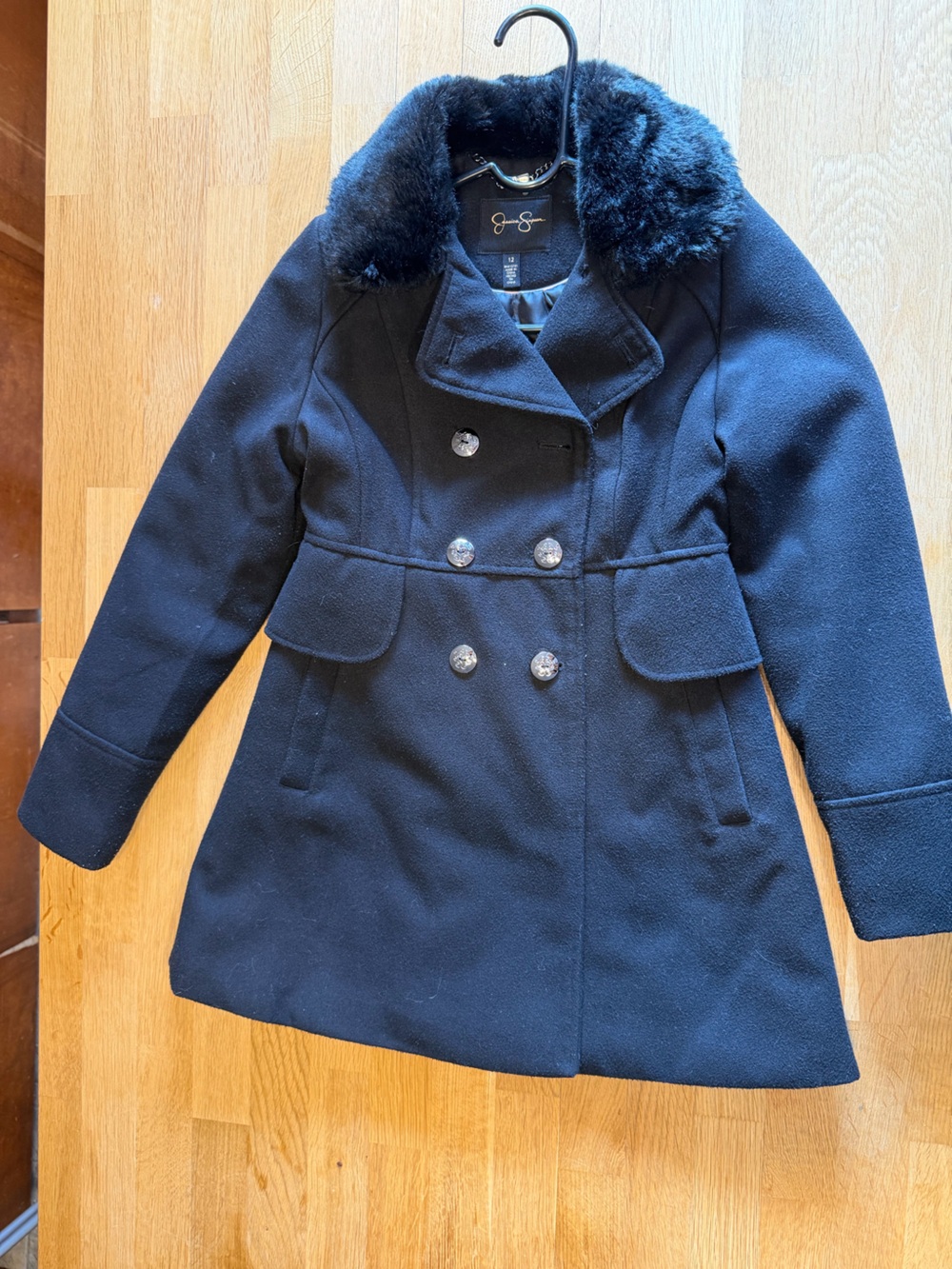 Jessica Simpson Black Girls Peacoat Size 12